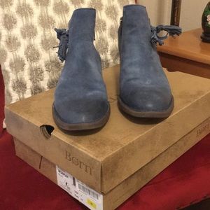 Blue suede booties
